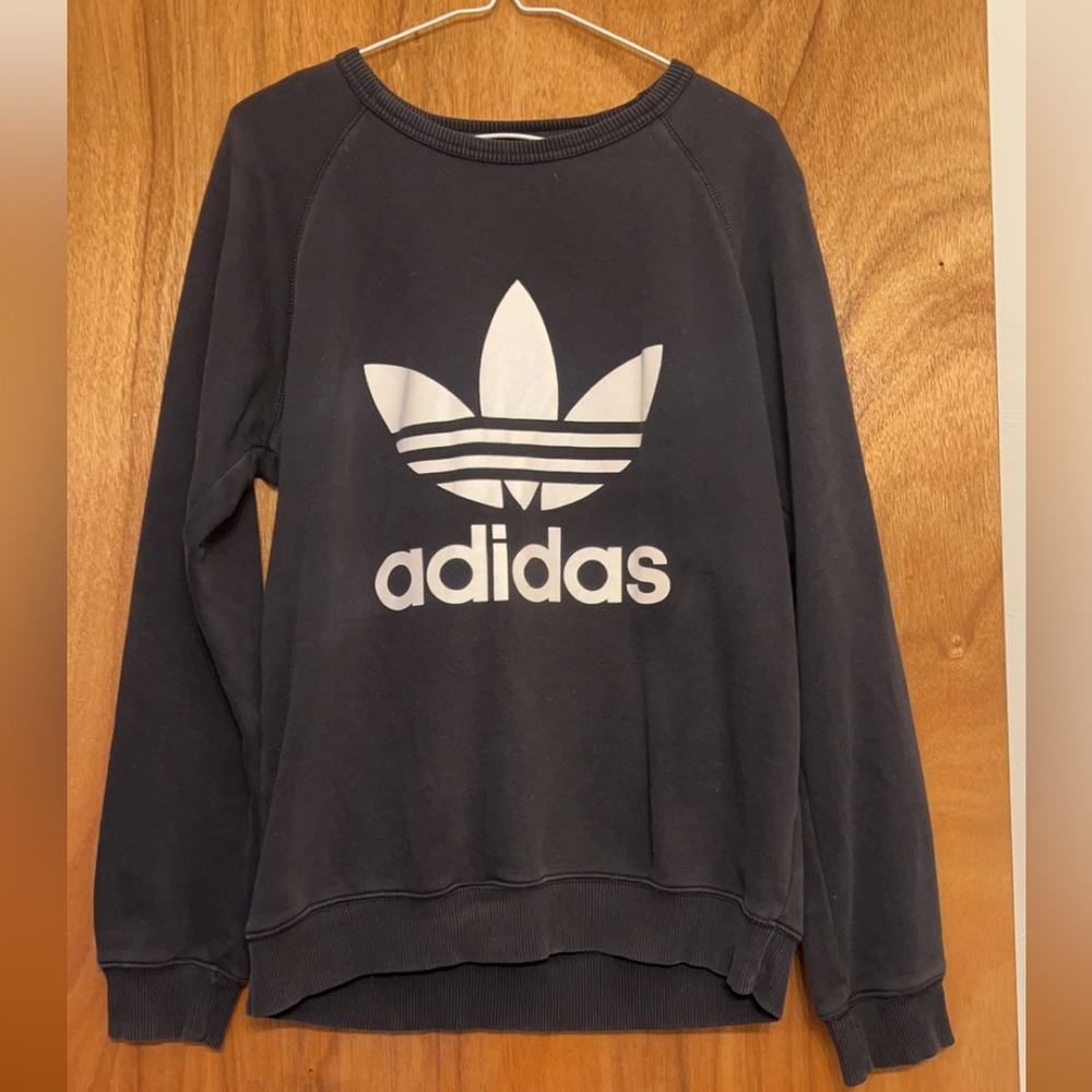 Black and white Adidas crew neck